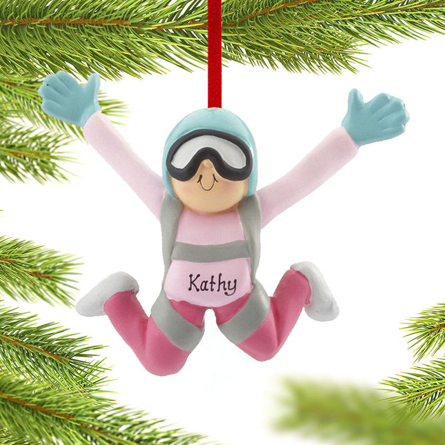 custom personalized skydiver female christmas ornament – Christmas ornament, holiday tree decoration or gift