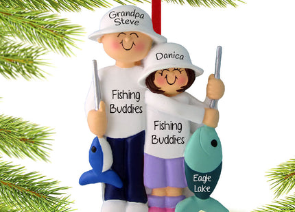 personalized personalized fishing dad and daughter or grandpa and granddaughter christmas ornament – Christmas ornament, holi