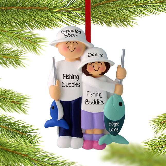 personalized personalized fishing dad and daughter or grandpa and granddaughter christmas ornament – Christmas ornament, holi