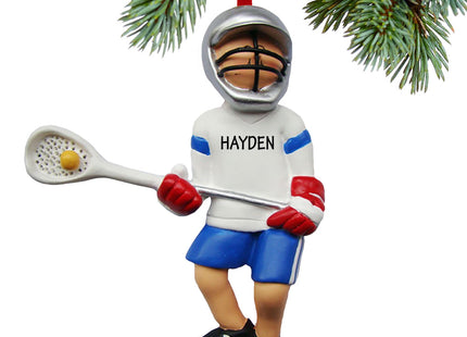 personalized personalized lacrosse boy with ball in net christmas ornament – Christmas ornament, holiday tree decoration or g
