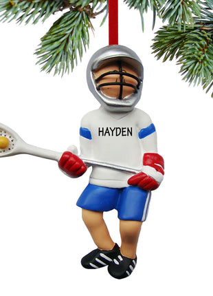 Lacrosse Boy with Ball in Net Ornament  by ORNAMENT CENTRAL Ornament