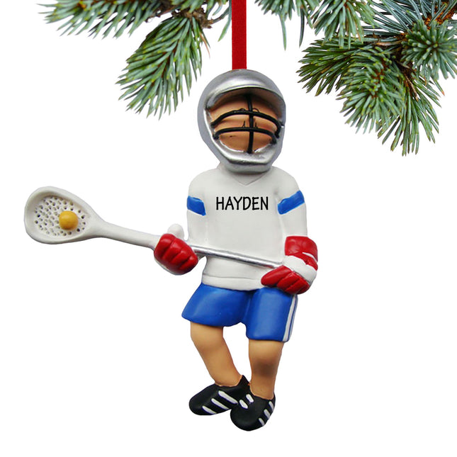 personalized personalized lacrosse boy with ball in net christmas ornament – Christmas ornament, holiday tree decoration or g