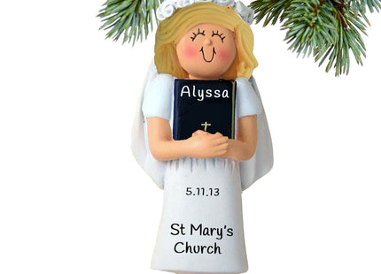holiday personalized first communion with bible boy christmas ornament – Christmas ornament, holiday tree decoration or gift