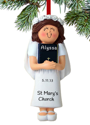 First Communion with Bible Girl Ornament  by ORNAMENT CENTRAL Ornament