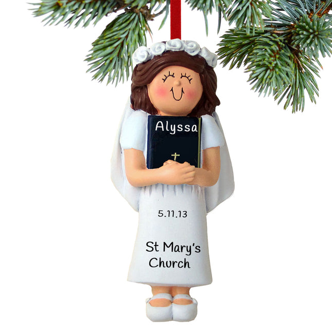 custom personalized first communion with bible girl christmas ornament – Christmas ornament, holiday tree decoration or gift