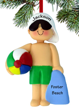 Beach Child Boy Ornament  by ORNAMENT CENTRAL Ornament