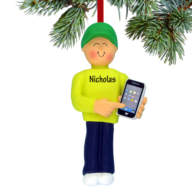 Smart Phone Personalized Ornament - Male or Female