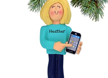 custom personalized smart phone male christmas ornament – Christmas ornament, holiday tree decoration or gift