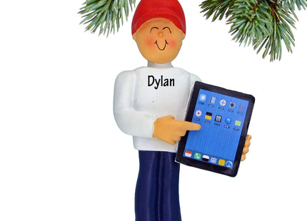 holiday personalized touch tablet computer male christmas ornament – Christmas ornament, holiday tree decoration or gift