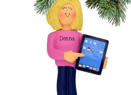 decorative personalized touch tablet computer female christmas ornament – Christmas ornament, holiday tree decoration or gift