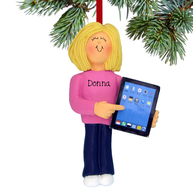 decorative personalized touch tablet computer female christmas ornament – Christmas ornament, holiday tree decoration or gift