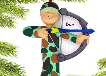 decorative personalized bow hunter christmas ornament – Christmas ornament, holiday tree decoration or gift