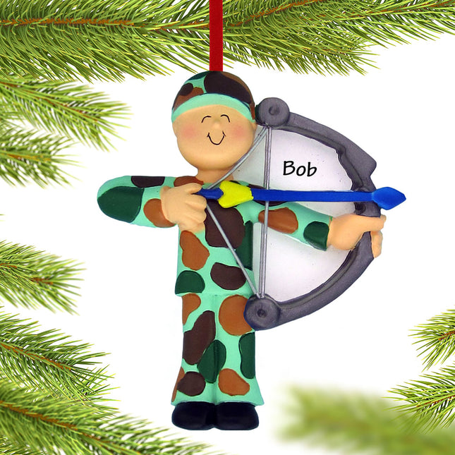 decorative personalized bow hunter christmas ornament – Christmas ornament, holiday tree decoration or gift