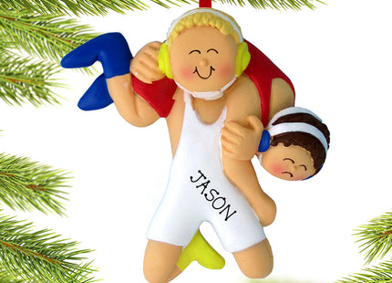 custom personalized wrestling male christmas ornament – Christmas ornament, holiday tree decoration or gift
