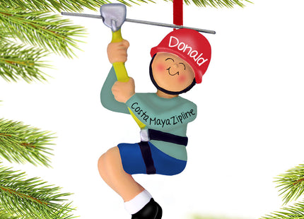 keepsake personalized male zipline christmas ornament – Christmas ornament, holiday tree decoration or gift