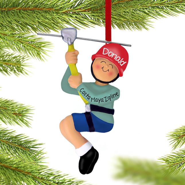 keepsake personalized male zipline christmas ornament – Christmas ornament, holiday tree decoration or gift