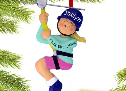 holiday personalized female zipline christmas ornament – Christmas ornament, holiday tree decoration or gift