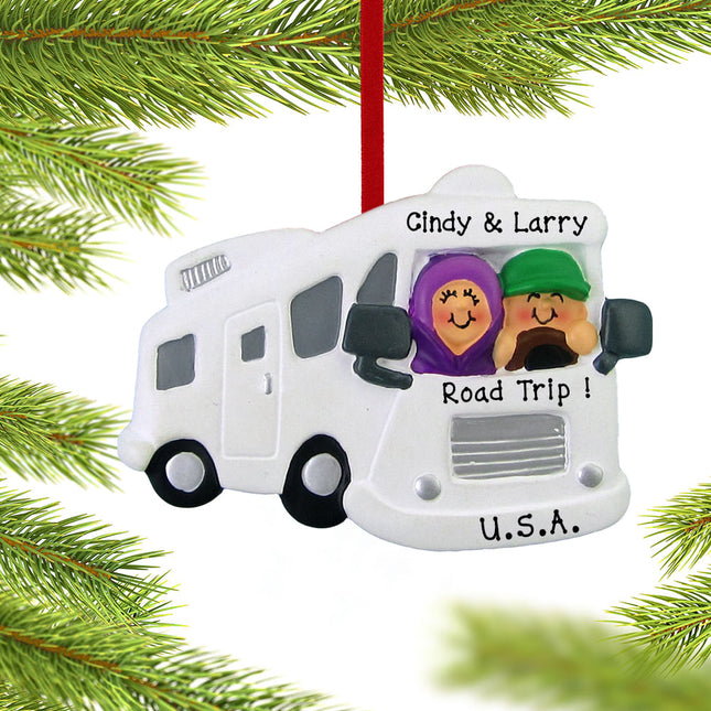 engraved personalized motor home rv couple christmas ornament – Christmas ornament, holiday tree decoration or gift