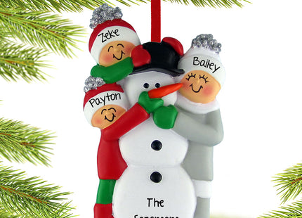 personalized personalized building a snowman family of 3 christmas ornament – Christmas ornament, holiday tree decoration or 