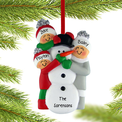 personalized personalized building a snowman family of 3 christmas ornament – Christmas ornament, holiday tree decoration or 