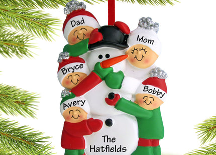 holiday personalized building a snowman family of 5 christmas ornament – Christmas ornament, holiday tree decoration or gift