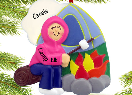 personalized personalized camping girl christmas ornament – Christmas ornament, holiday tree decoration or gift