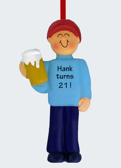 Beer Drinker Male or 21st Birthday Ornament