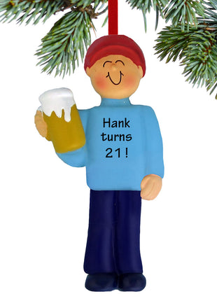 Beer Drinker Male or 21st Birthday Ornament  by ORNAMENT CENTRAL Ornament