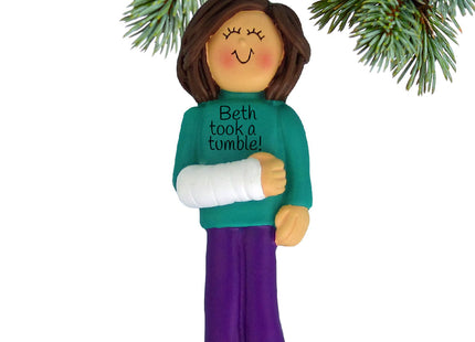 decorative personalized broken arm female christmas ornament – Christmas ornament, holiday tree decoration or gift