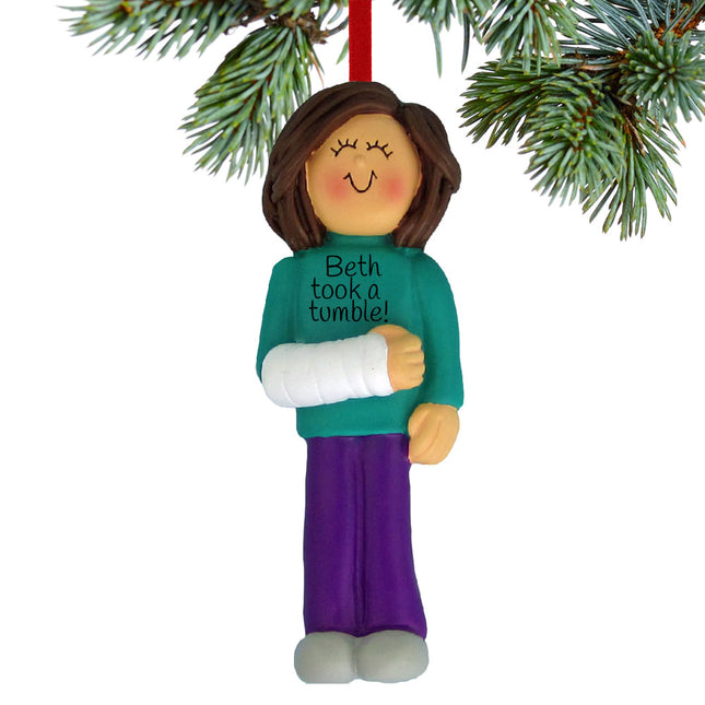 decorative personalized broken arm female christmas ornament – Christmas ornament, holiday tree decoration or gift