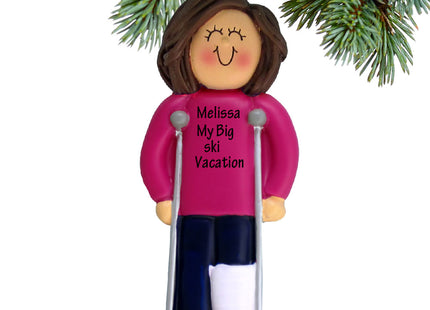 personalized personalized broken leg female christmas ornament – Christmas ornament, holiday tree decoration or gift