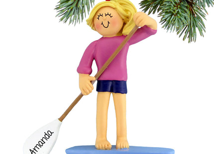 holiday personalized paddle board female christmas ornament – Christmas ornament, holiday tree decoration or gift
