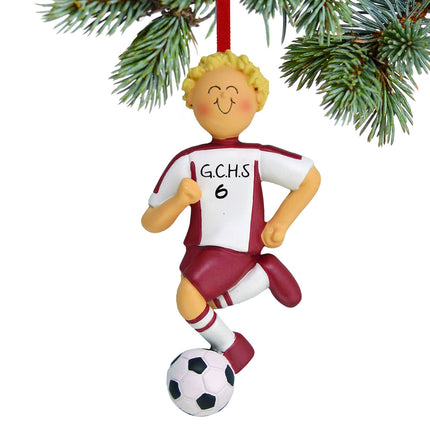 Running Soccer Boy With Different Colored Uniform Personalized Ornament