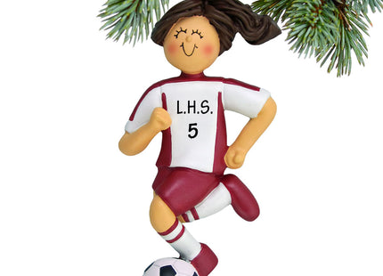 holiday personalized soccer girl red uniform christmas ornament – Christmas ornament, holiday tree decoration or gift