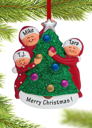 Family Decorating the Tree 3 Ornament  by ORNAMENT CENTRAL Ornament