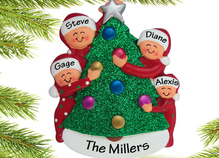 holiday personalized family decorating the tree 4 christmas ornament – Christmas ornament, holiday tree decoration or gift