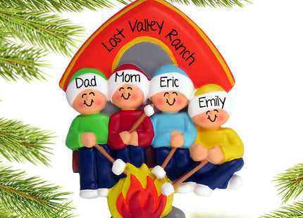 holiday personalized camping family of 4 christmas ornament – Christmas ornament, holiday tree decoration or gift