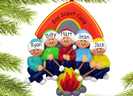 decorative personalized camping family of 5 christmas ornament – Christmas ornament, holiday tree decoration or gift