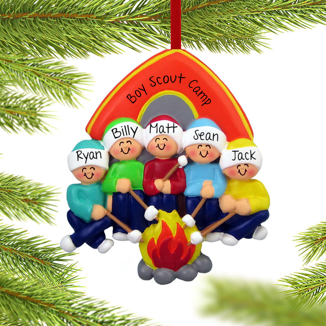 decorative personalized camping family of 5 christmas ornament – Christmas ornament, holiday tree decoration or gift