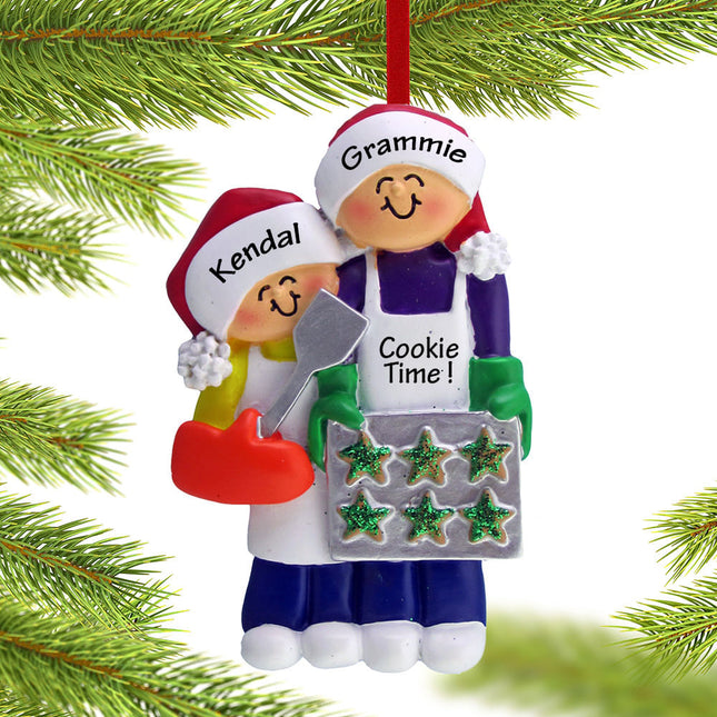 Baking Cookies with Grandma or Mom & Kids 1, 2, 3 or 4 Christmas Ornament