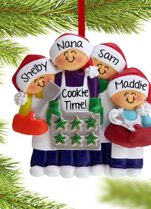 Baking Cookies with Grandma or Mom - 3 Children Ornament  by ORNAMENT CENTRAL Ornament
