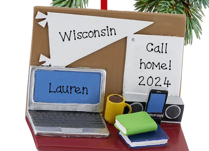 engraved personalized dorm desk with computer christmas ornament – Christmas ornament, holiday tree decoration or gift