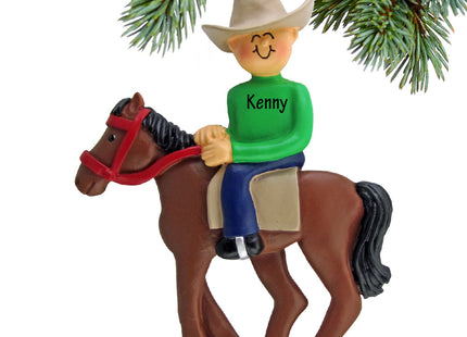holiday personalized horseback rider male christmas ornament – Christmas ornament, holiday tree decoration or gift