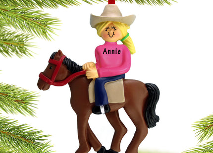 decorative personalized horseback rider female christmas ornament – Christmas ornament, holiday tree decoration or gift