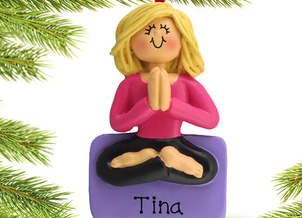 decorative personalized yoga female christmas ornament – Christmas ornament, holiday tree decoration or gift