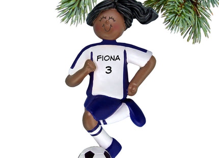 personalized personalized soccer girl blue uniform christmas ornament – Christmas ornament, holiday tree decoration or gift