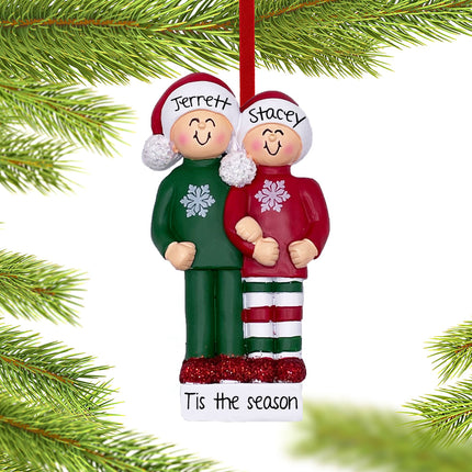 Christmas Pajamas Personalized Ornament - 2 or 3 Family Members