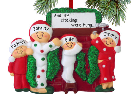 custom personalized hanging stockings family of 4 christmas ornament – Christmas ornament, holiday tree decoration or gift