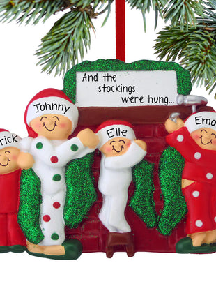 Hanging Stockings Family of 4 Ornament  by ORNAMENT CENTRAL Ornament