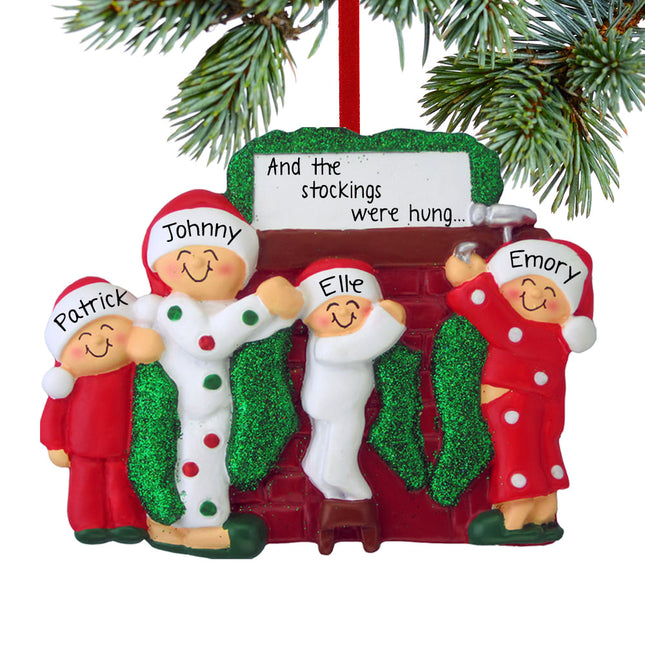 custom personalized hanging stockings family of 4 christmas ornament – Christmas ornament, holiday tree decoration or gift